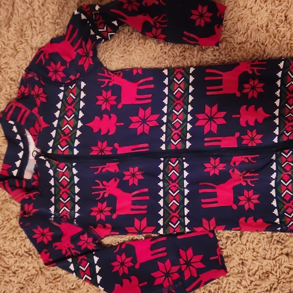 Hanna Andersson Red and Navy Kids One Piece 12-18 Months - Picture 4 of 6
